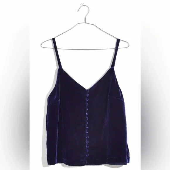 Madewell Blue Velvet‎ Classic Minimalist Gothic Cami Tank Top - Picture 3 of 9